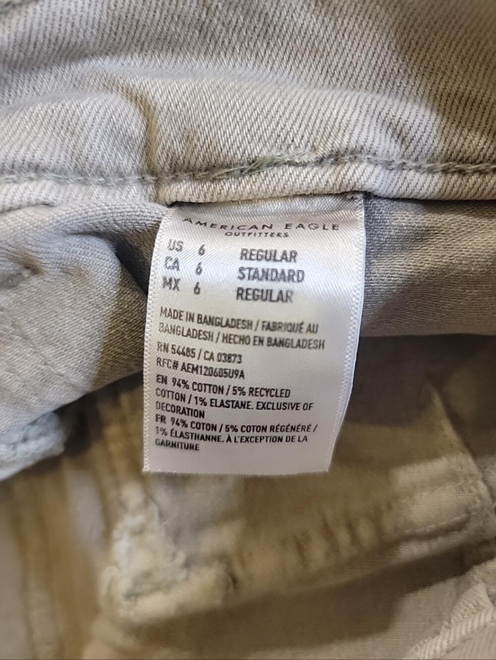 American Eagle Women's Wide Leg Utility Jeans Size 6 Regular Khaki Stretch Denim - Picture 4 of 5